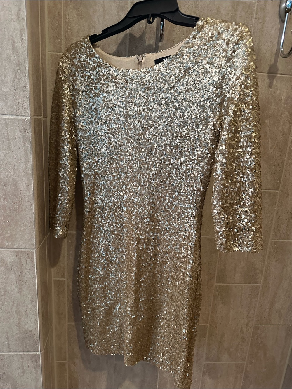 TFNC Gold Sequin Long Sleeve Sheath Dress
